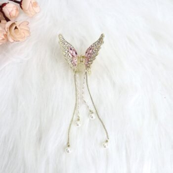 Crystal Wings Pearl Drop Hair Claw