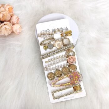 Glam Pearl & Crystal Designer Hair Clip Set